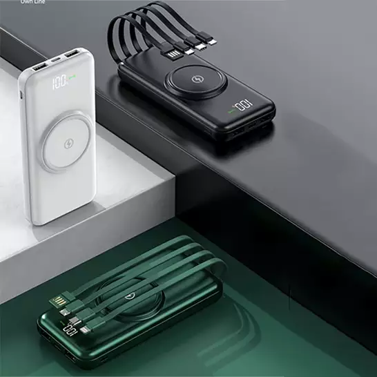 პორტატული მობილური უსადენო დამტენი Powerbank